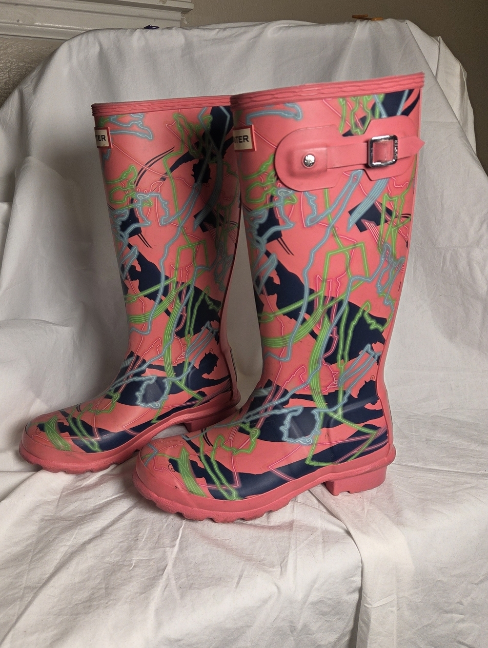 *Rare* Hunter X Disney Collab Rubber Rain Boots Pink Mary Poppins EU 36 / US 5 - Picture 4 of 11